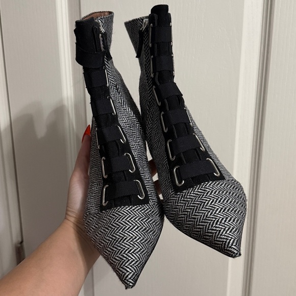 💙💖 Tabitha Simmons Quin Herringbone Ankle Booties - Picture 3 of 7